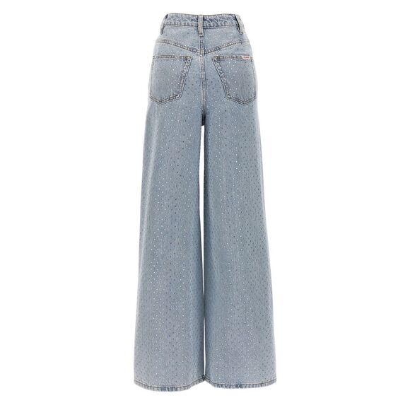 NWT Self-Portrait Blue Rhinestone Wide-Leg Jeans Size 27 - Picture 7 of 16